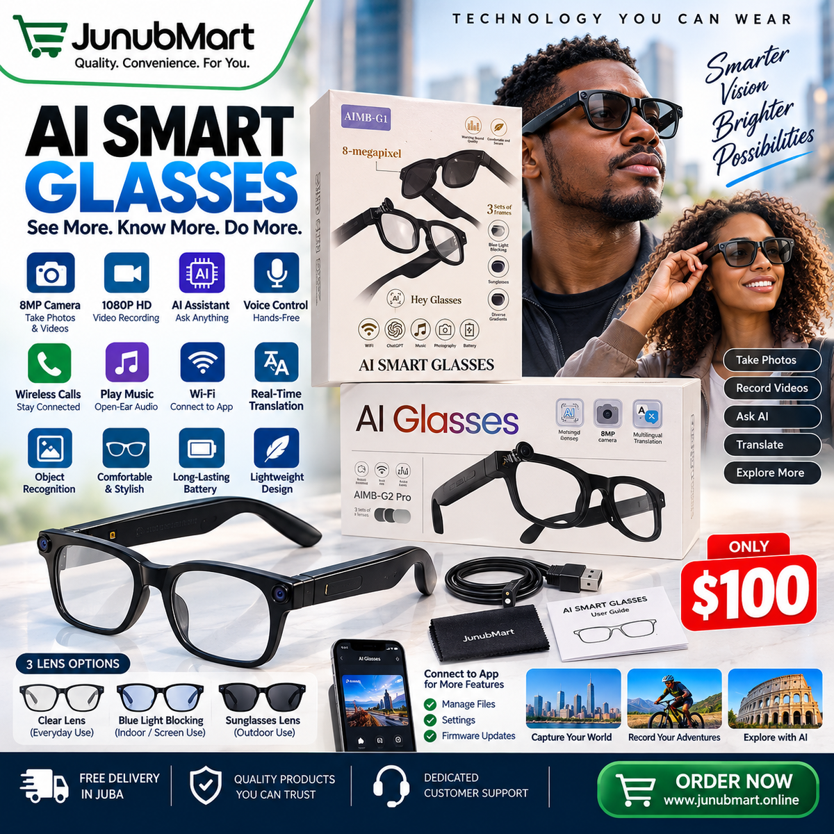 Ai smart camera glasses